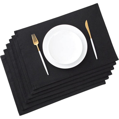Tischset 6er Set abwaschbar Polyester 48x33 cm Schwarz