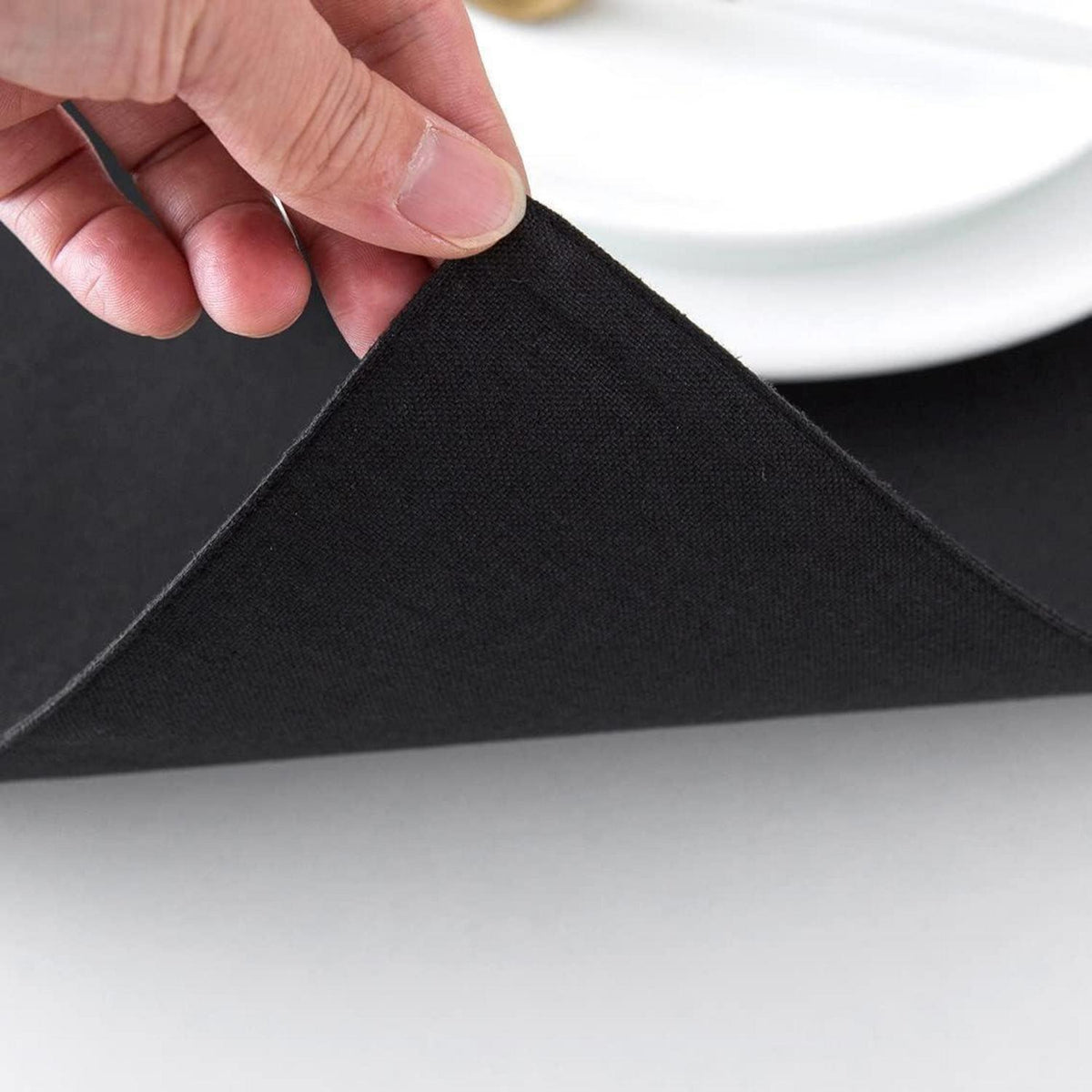 Tischset 6er Set abwaschbar Polyester 48x33 cm Schwarz