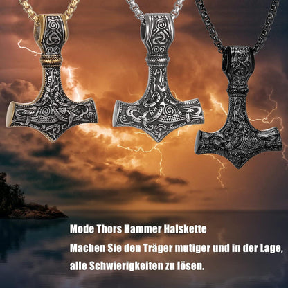 Wikinger Thor Hammer Halskette Edelstahl Runen Geschenke Männer
