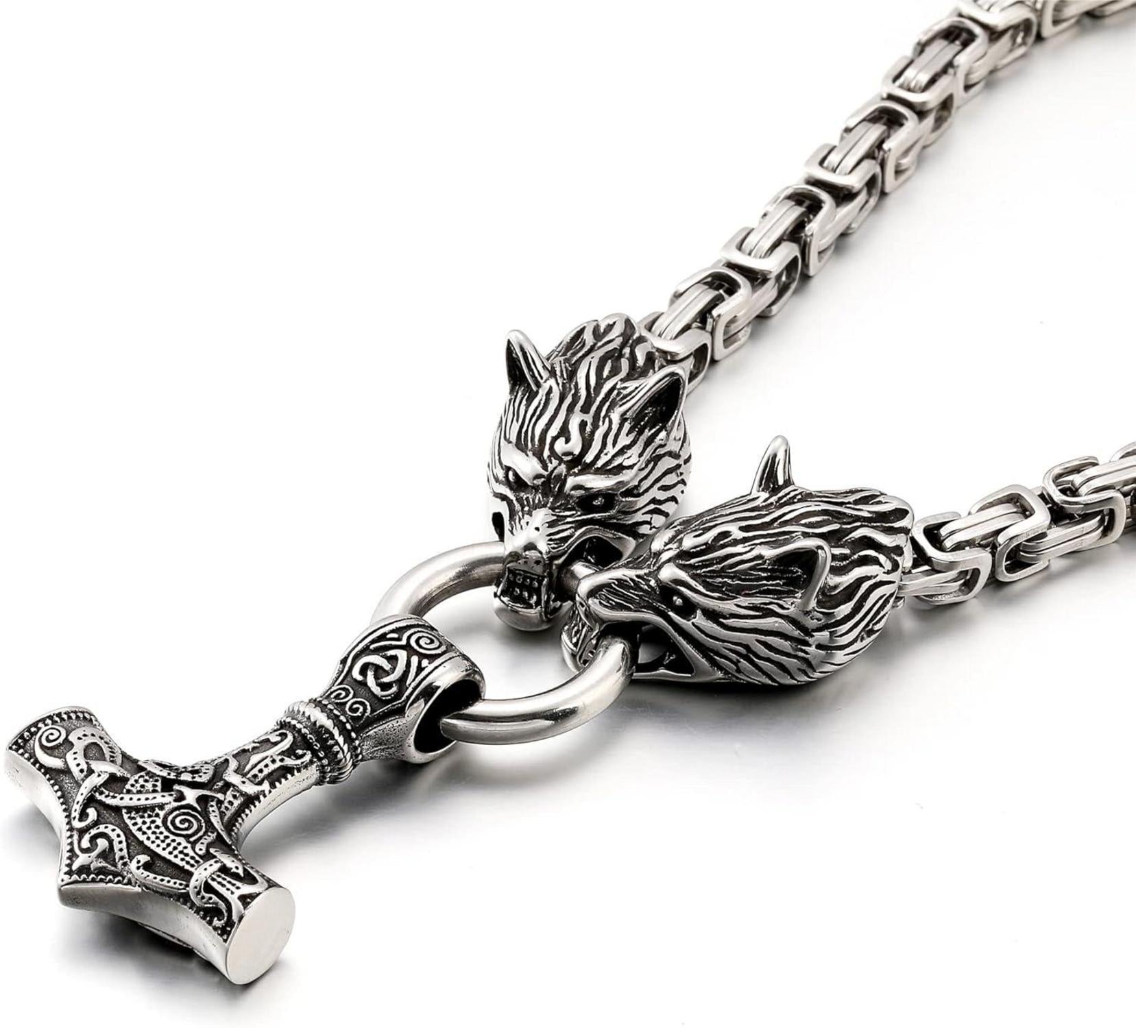Wikinger Thors Hammer Halskette Mjolnir Runen Edelstahl Vikinggeschenk