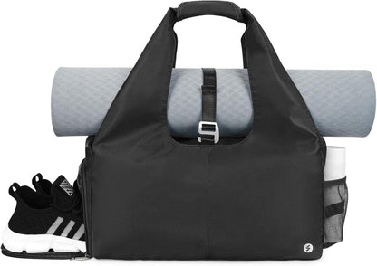 Sporttasche Yogatasche Damen Groß Schwarz mit Schuhfach & Nassfach