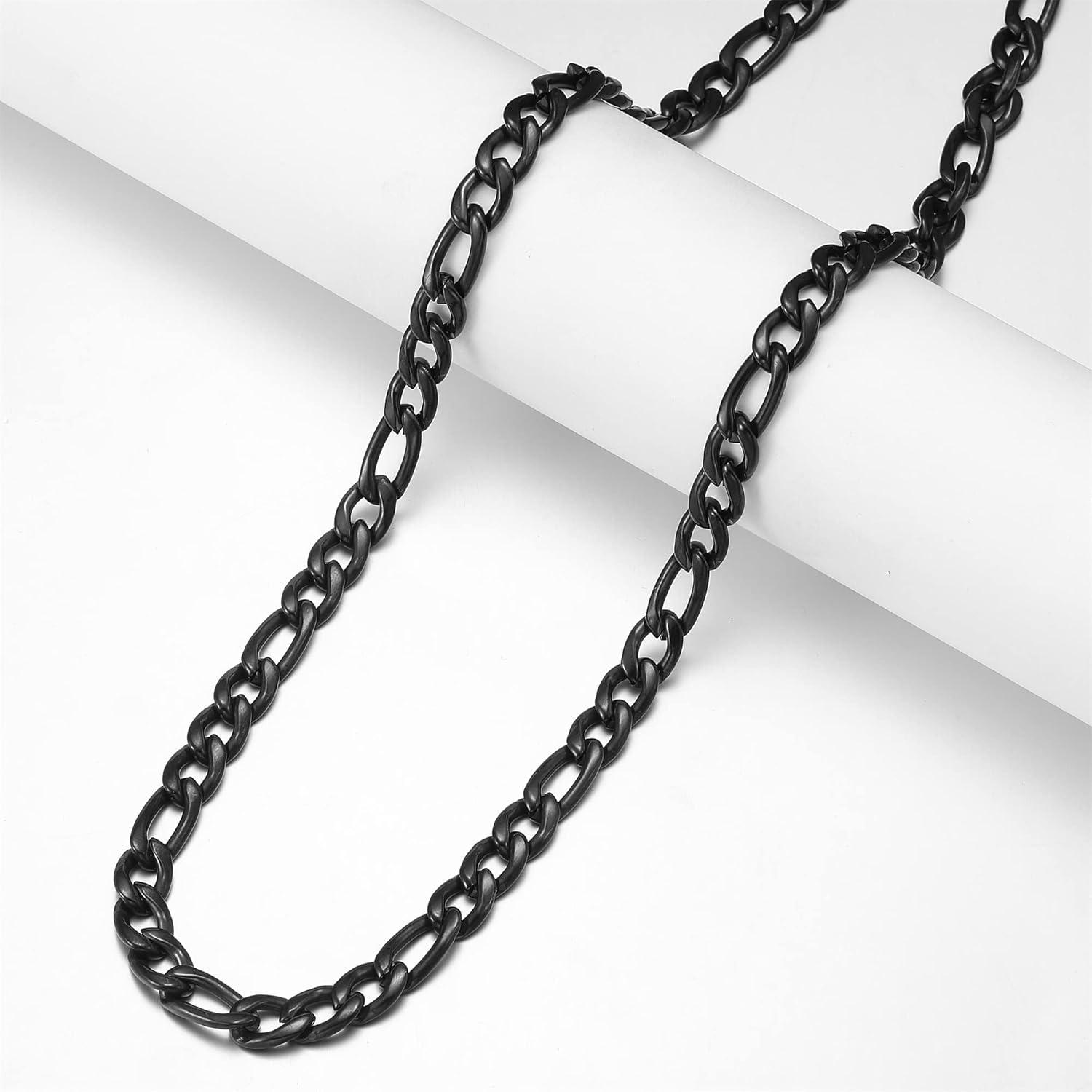 Herren Silber Edelstahl Panzerkette 9mm 45-65cm Figaro Halskette