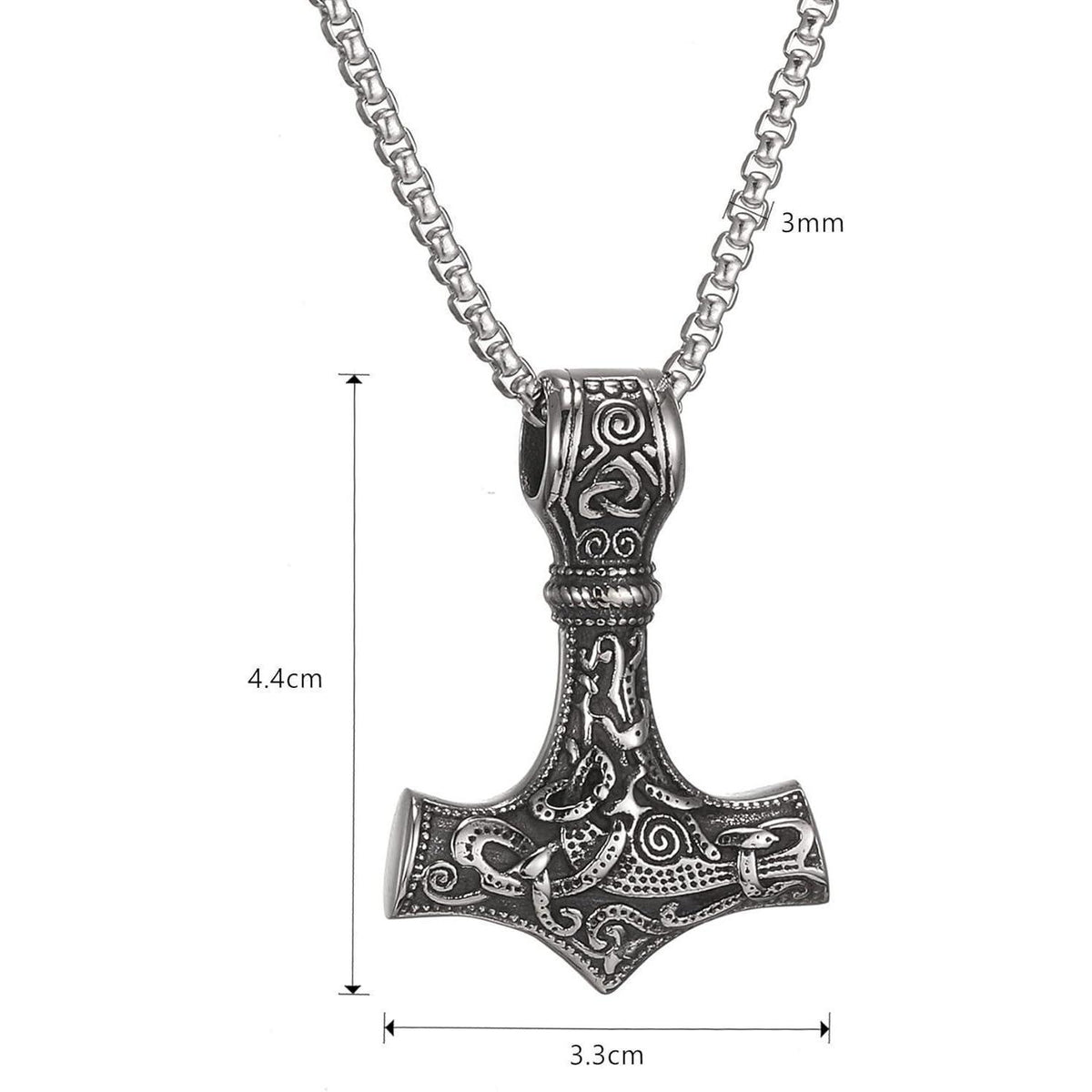 Herren Halskette Thors Hammer Mjolnir Edelstahl Wikinger Runen 50/60/70cm