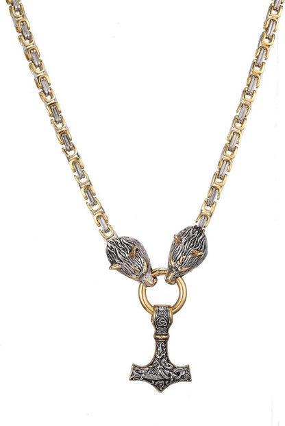AFSTALR Wikinger Thors Hammer Halskette Edelstahl kette Viking Geschenke Männer 50/60/70 cm Silber/Schwarz/Gold
