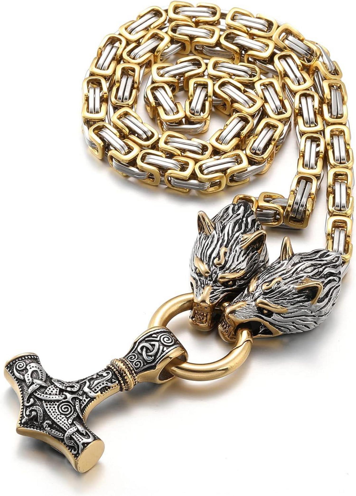 Wikinger Thors Hammer Halskette Mjolnir Edelstahl Viking Schmuck 50/60/70cm