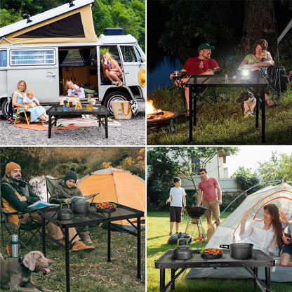 Odoland 2FT Campingtisch höhenverstellbarer Grilltisch Outdoor-Picknick-Tisch