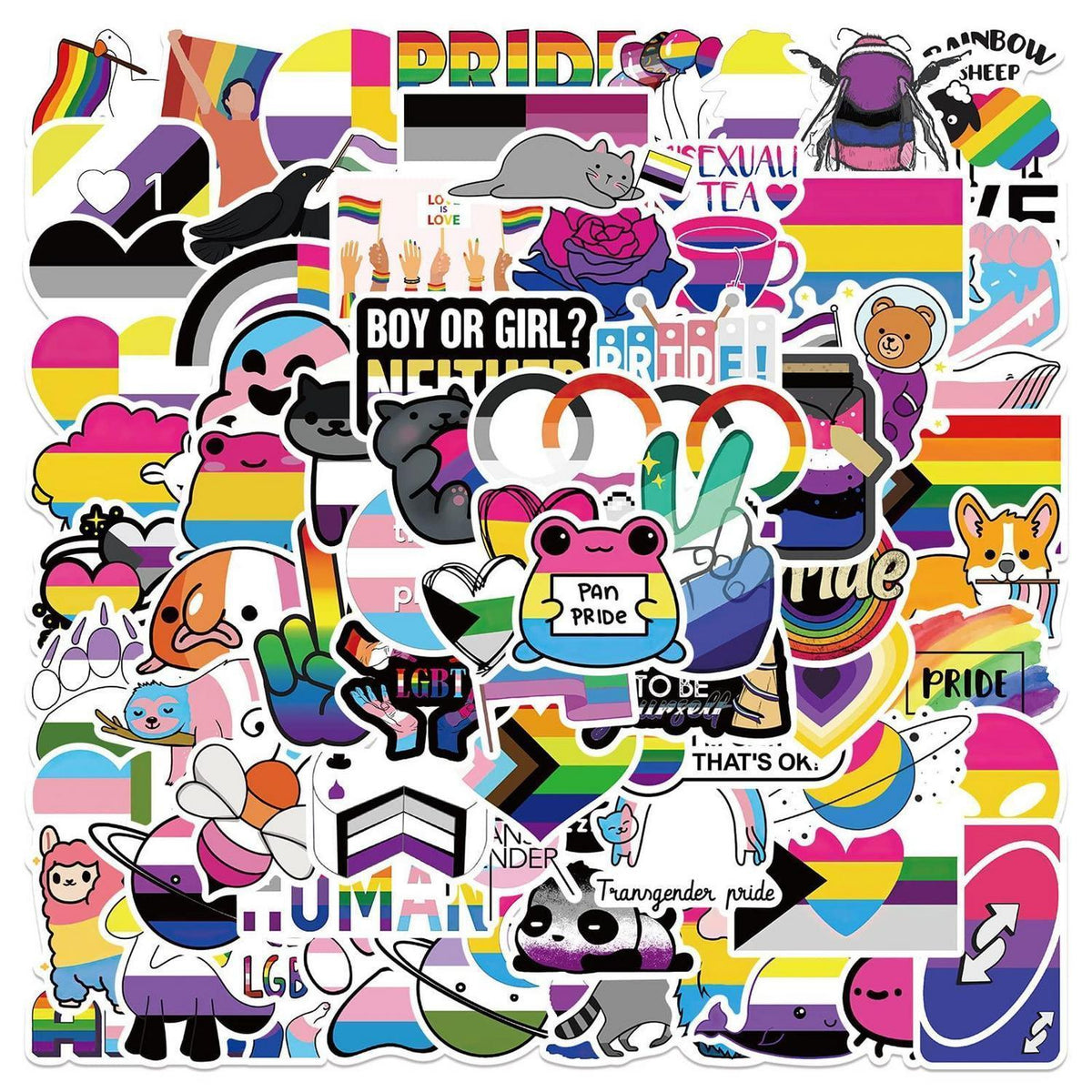 100 Gay Pride Aufkleber Set – Regenbogen Sticker für Laptop & Co.