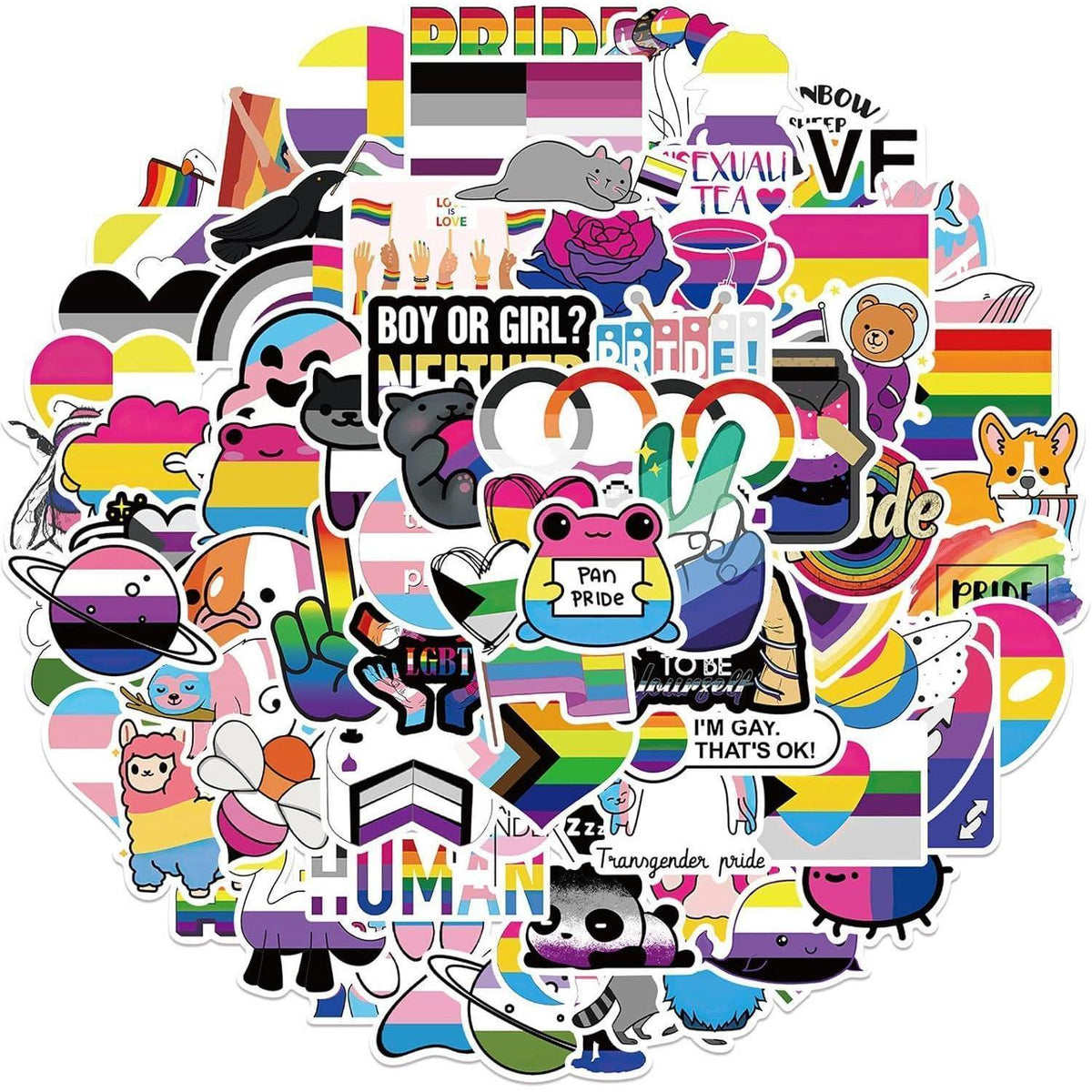 100 Gay Pride Aufkleber Set – Regenbogen Sticker für Laptop & Co.
