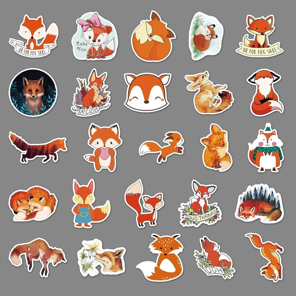 50x Fuchs Aufkleber Set – Wasserdicht & Vielseitig