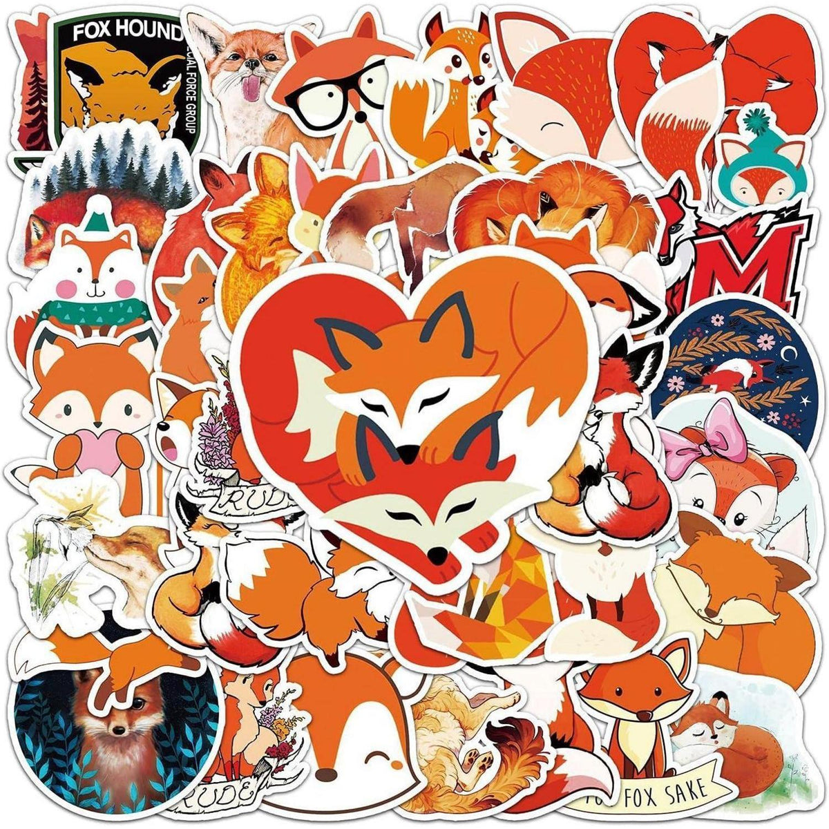 50x Fuchs Aufkleber Set – Wasserdicht & Vielseitig