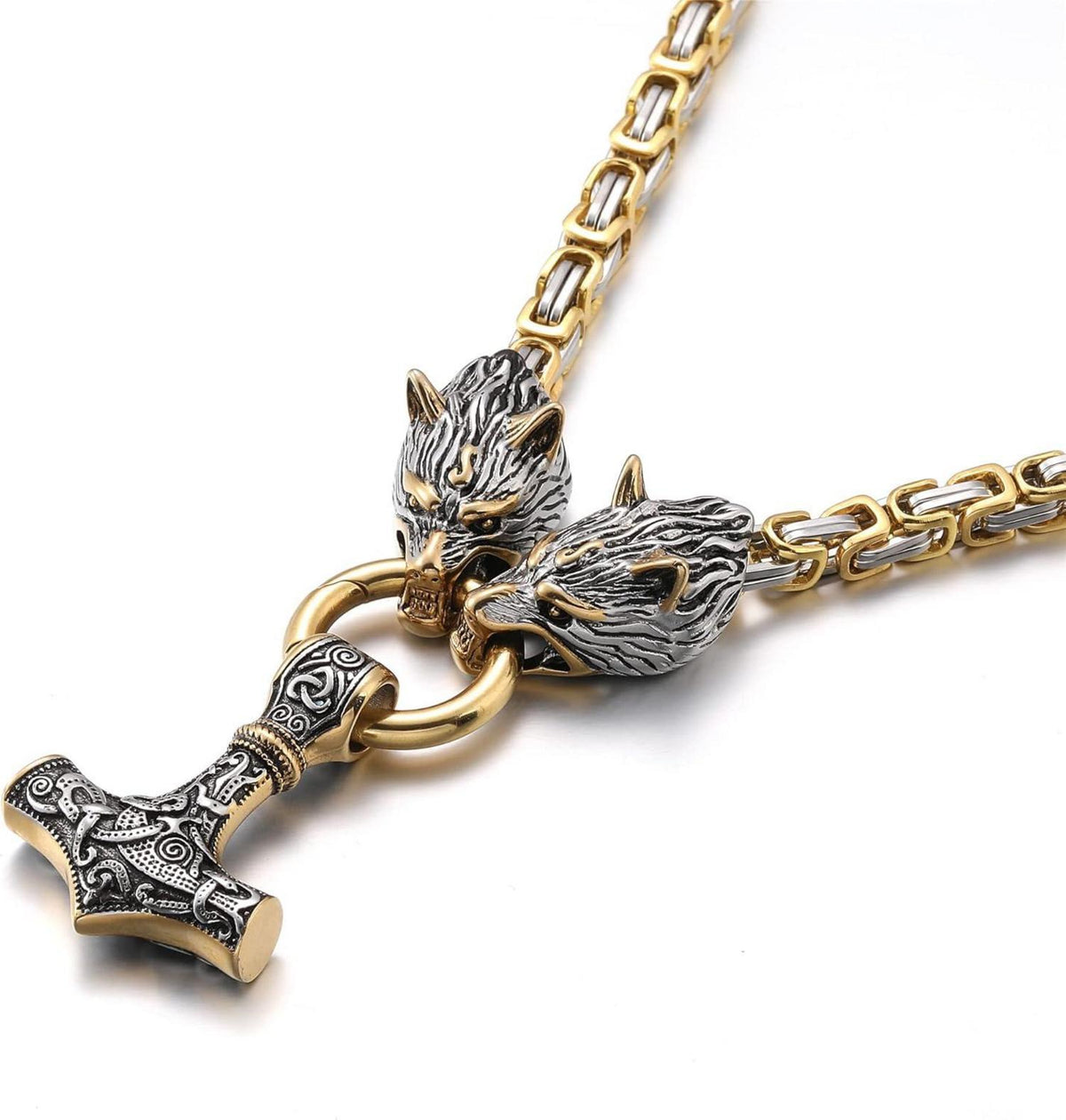 Wikinger Thorhammer Halskette Edelstahl Runen Viking Geschenk