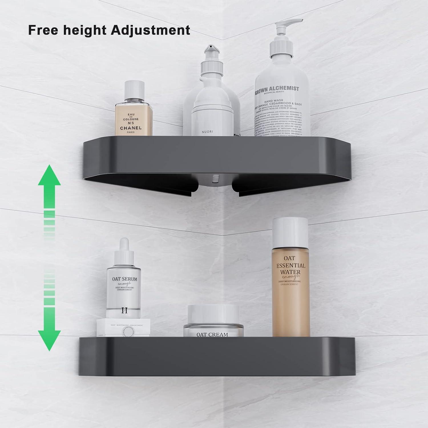 Aikzik Duschablage Edelstahl Schwarz 2er Set Organizer Wandregal