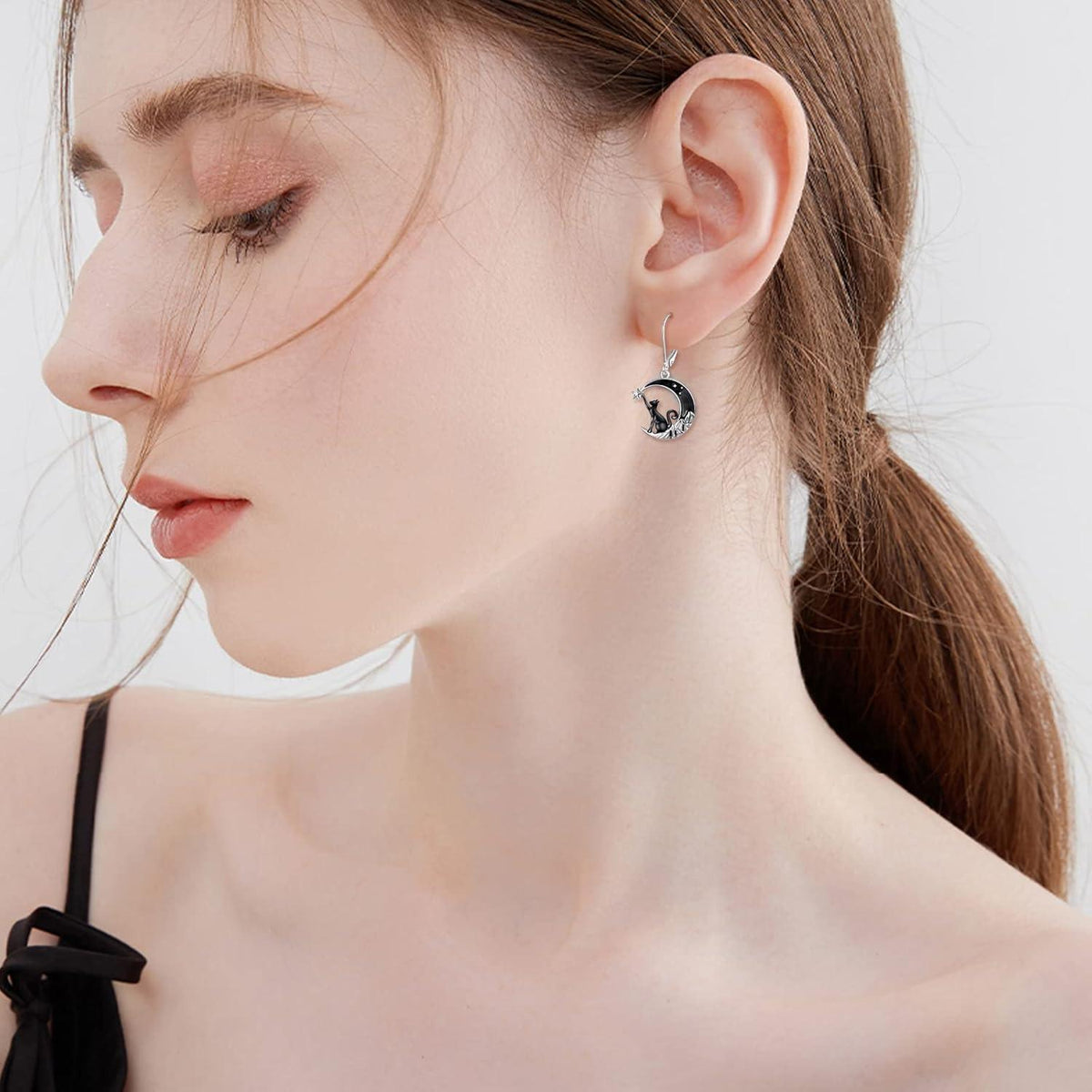 Keltische Mond Ohrringe aus 925 Sterling Silber für Damen