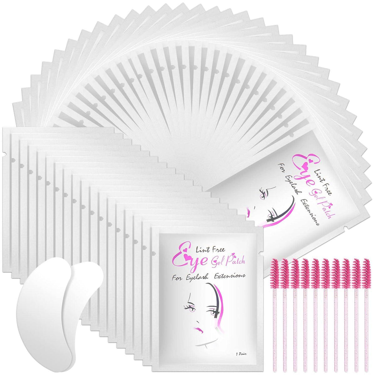Augenpads für Wimpernverlängerung 50 Paar Extension Pads + 10