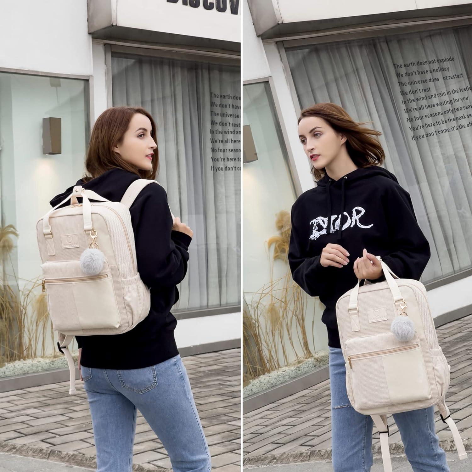 Cord Rucksack Damen Herren Anti-Theft Tasche Casual Schultasche