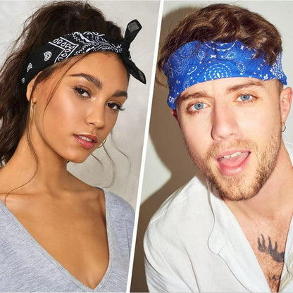 Bandana Paisley Kopftuch für Damen und Herren, Schwarz