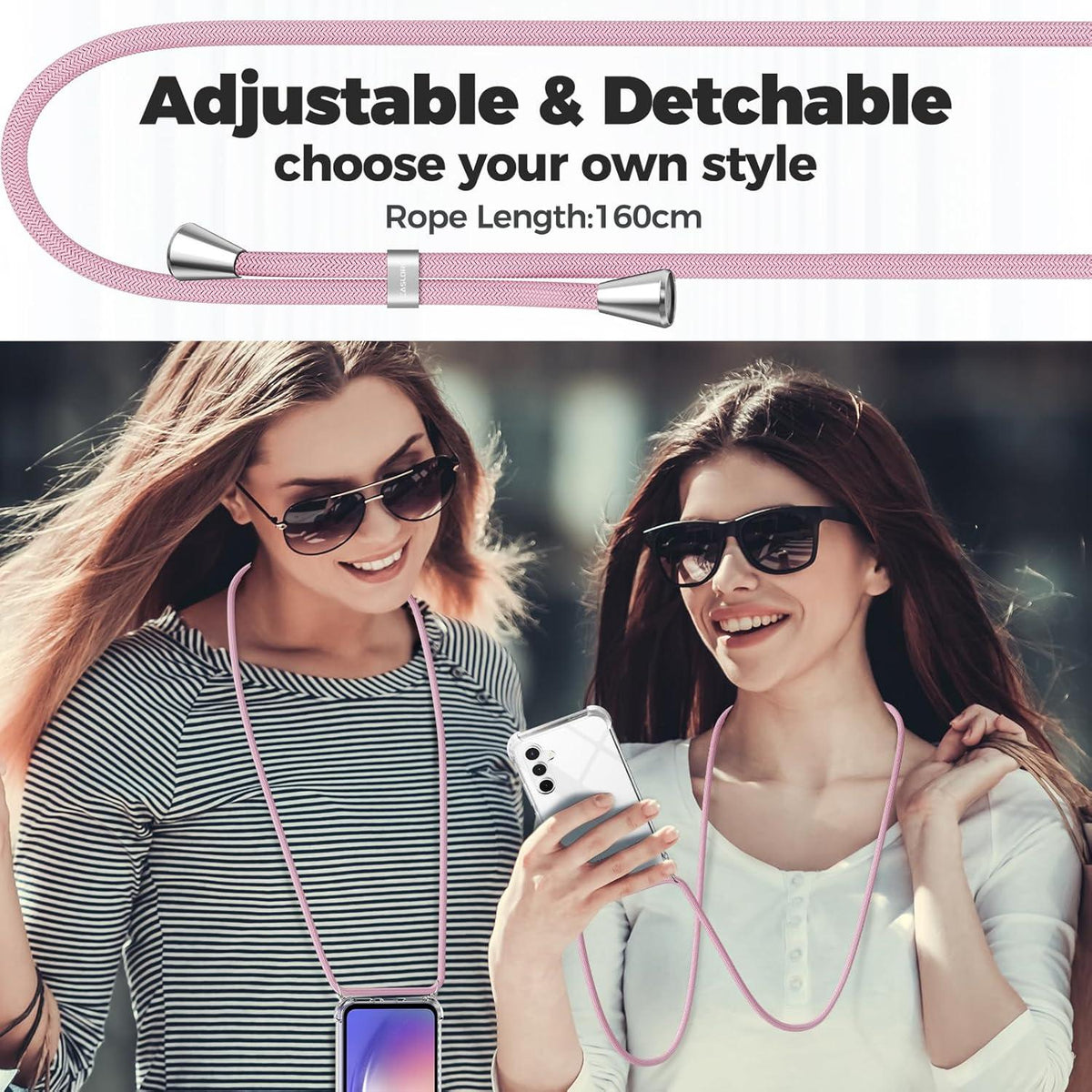 Handykette für Samsung Galaxy A54 5G Hülle mit Band -Roségold