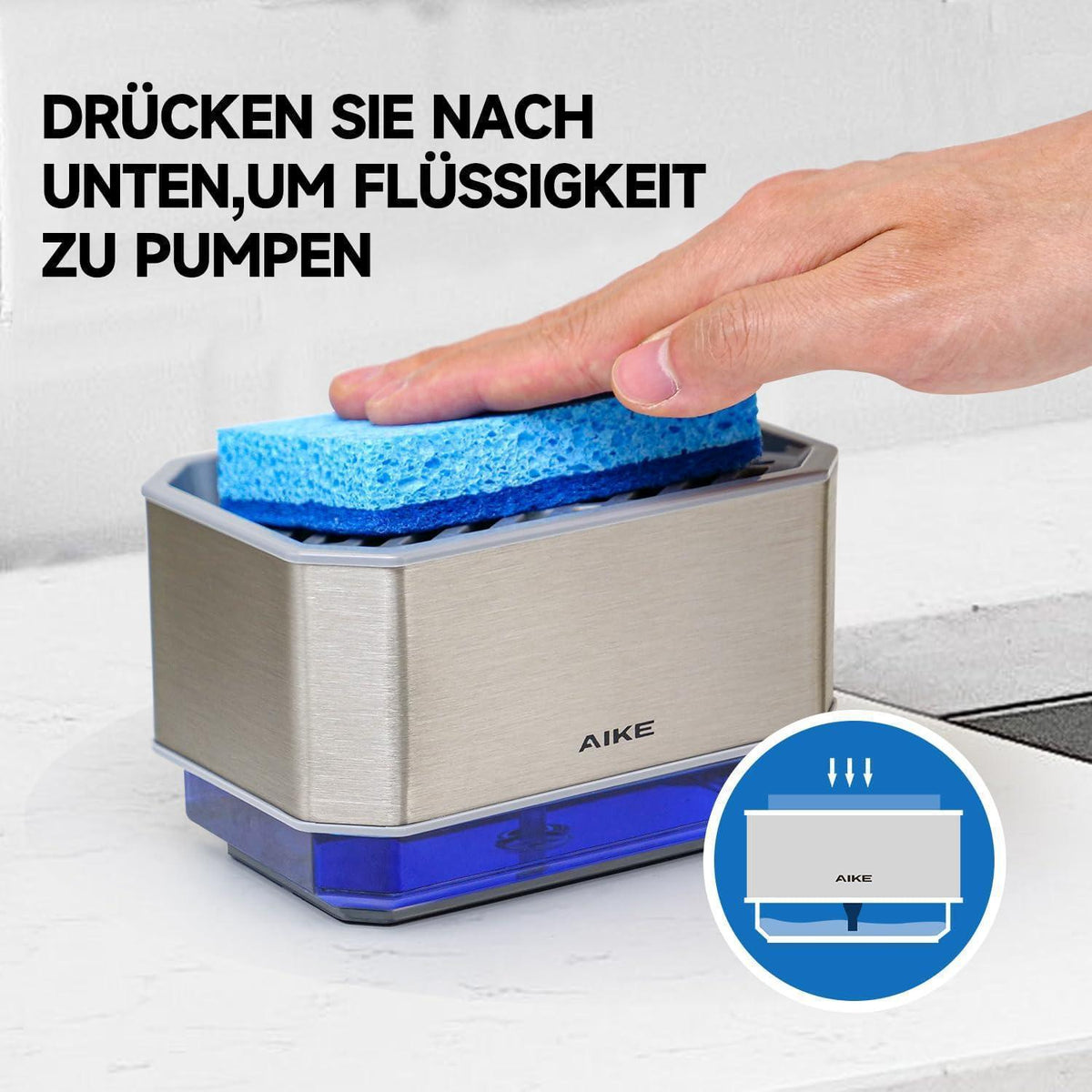 Edelstahl Seifenspender mit Schwamm – 240ml Küche