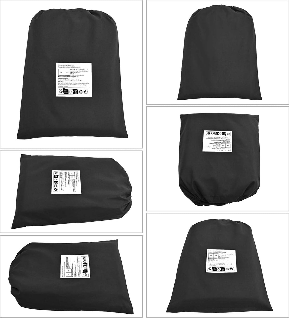 Schwarze Polyester Tischdecke 60x102 Zoll 6er Pack