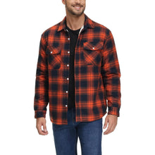 Herren Winterjacke Hemd Kariert Gefüttert Orange XL