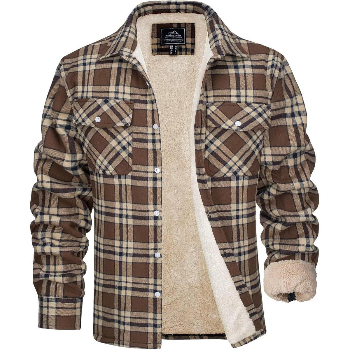 Herren Winterjacke Hemd Kariert Braun – Gefüttert & Warm