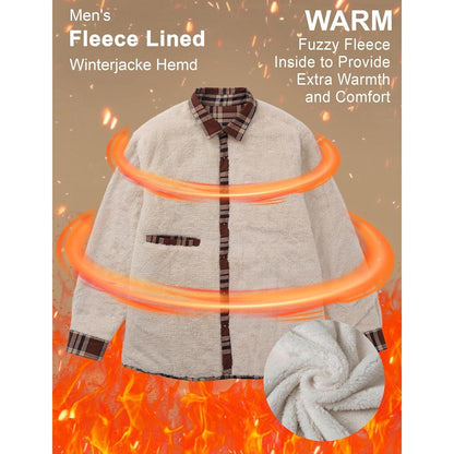 Herren Winterjacke Hemd Kariert Braun – Gefüttert & Warm