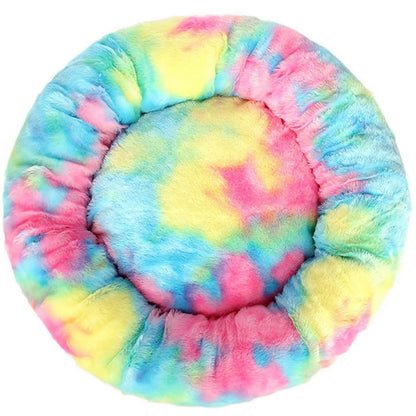 Rundes Hundebett Plüsch – Flauschig & Waschbar, Blau 110cm