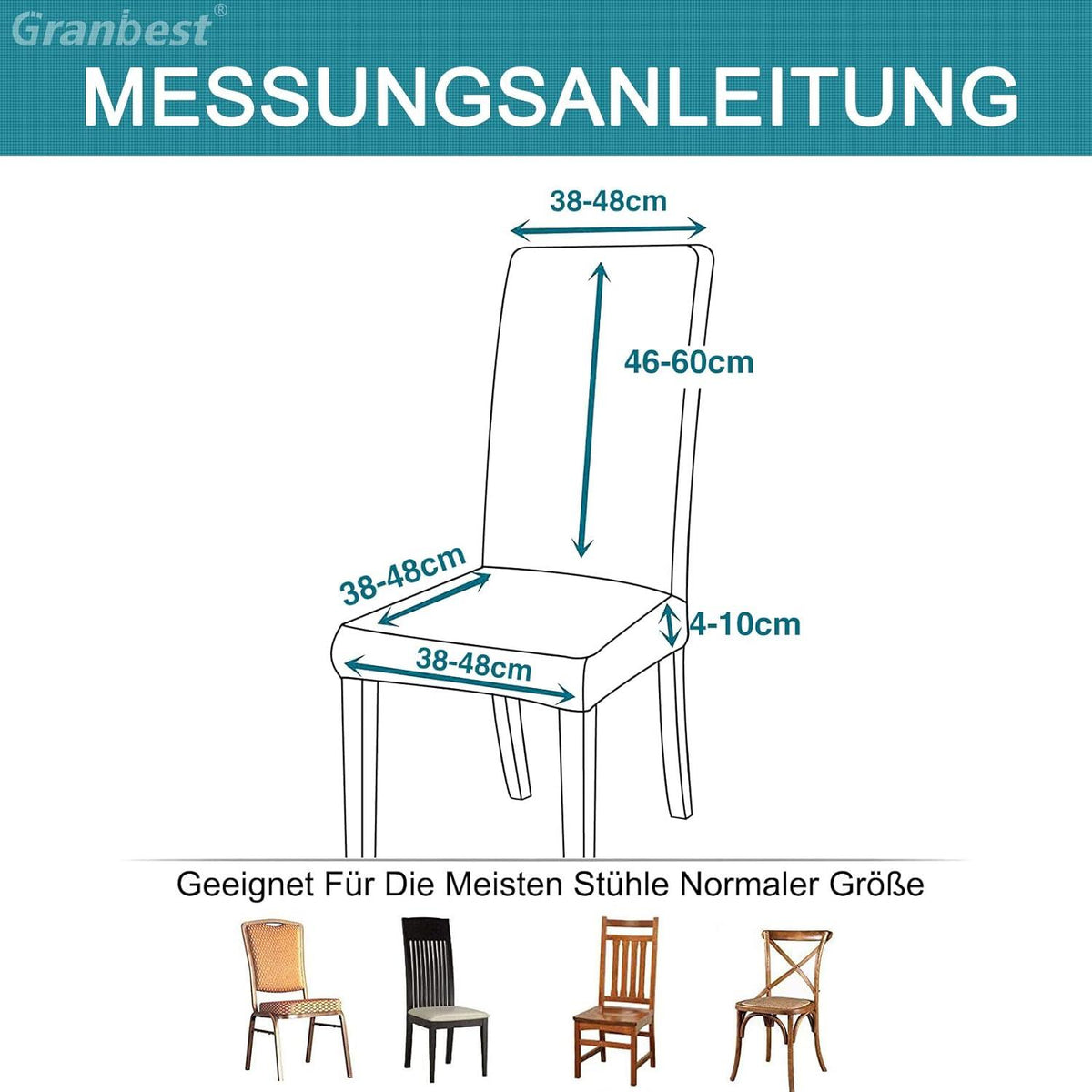 Granbest Wasserdichte Stuhlbezüge 4er Set Esszimmer Stretch Grau