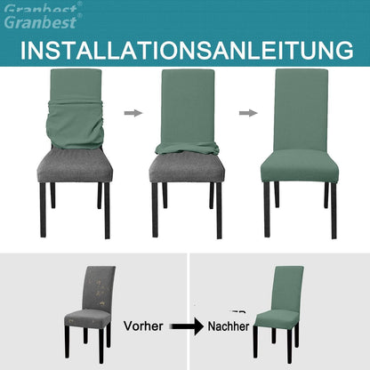 Wasserdichte Stuhlbezüge Set 4er Matcha Grün | Stretch Esszimmer Hussen