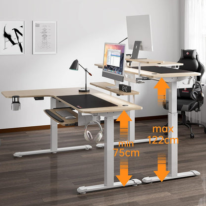 Höhenverstellbarer Eckschreibtisch 155x110 cm Elektrisch L-Form Gaming