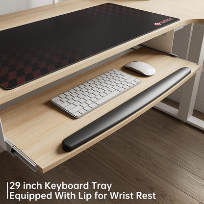 EUREKA ERGONOMIC Höhenverstellbarer Gaming Schreibtisch L-Form 155x110 cm LED Tastaturablage