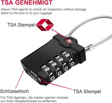 ZHEGE TSA Gepäckschlösser 4 Stellig Kabelschloss für Gepäck