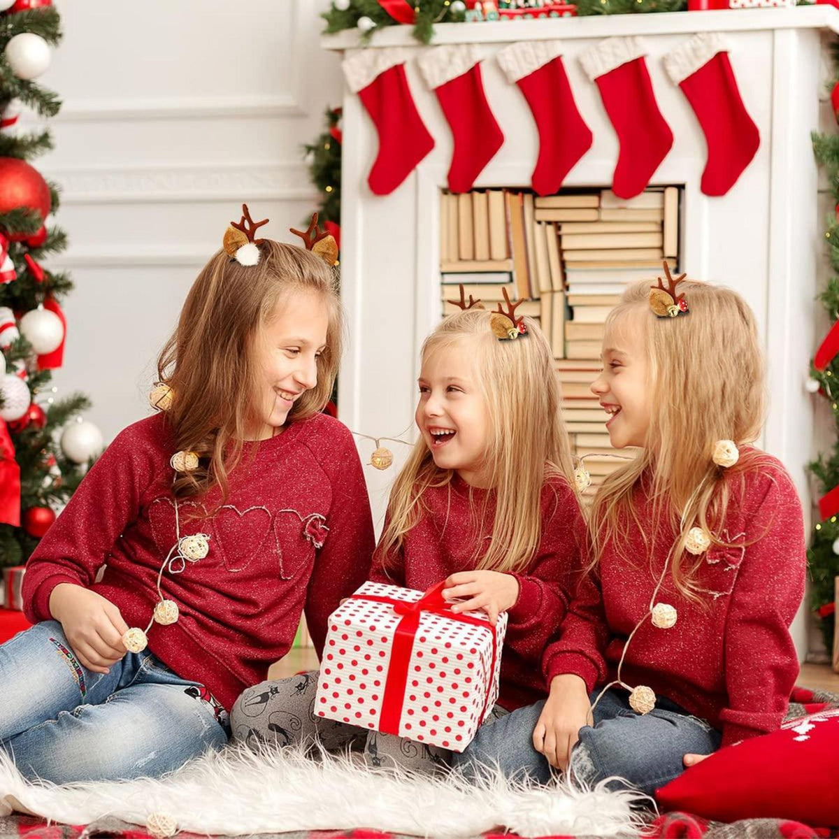 Rentiergeweih Haarspangen Weihnachts Haarschmuck 4er-Set Braun