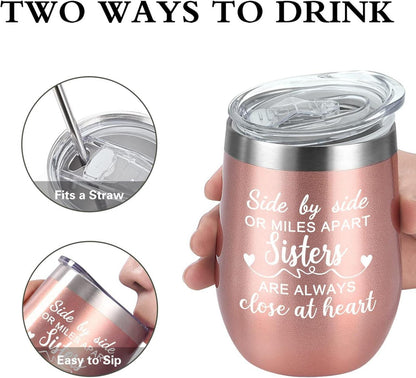 Livole Schwester Geschenk Kaffeebecher 350ml Edelstahl Campingbecher 12oz