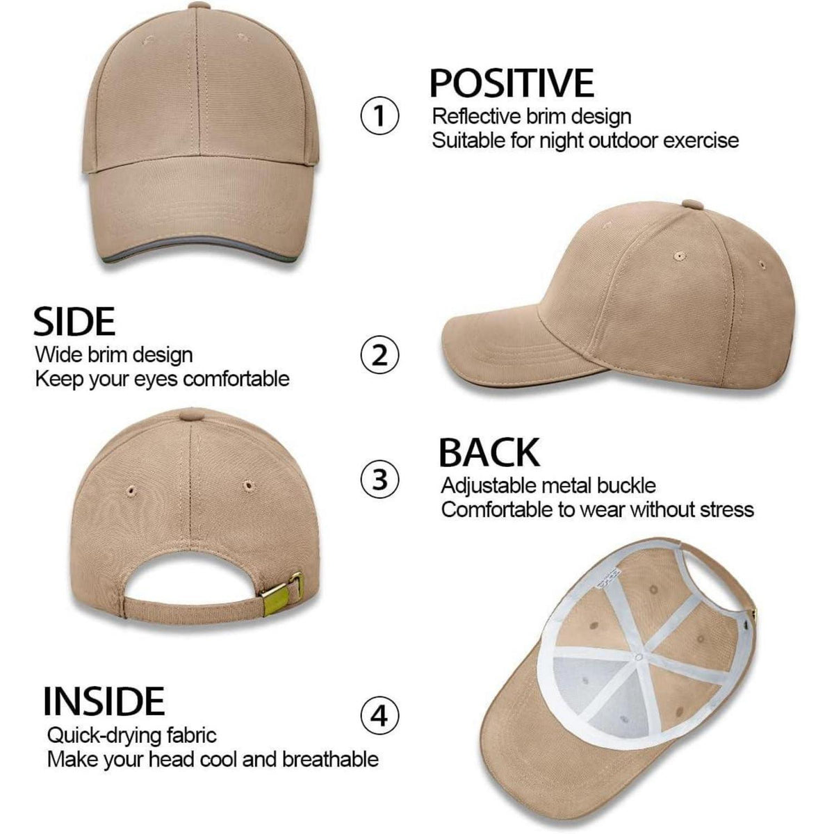 Herren Baseballmütze Baumwolle 6-Panel Plain Solid Color
