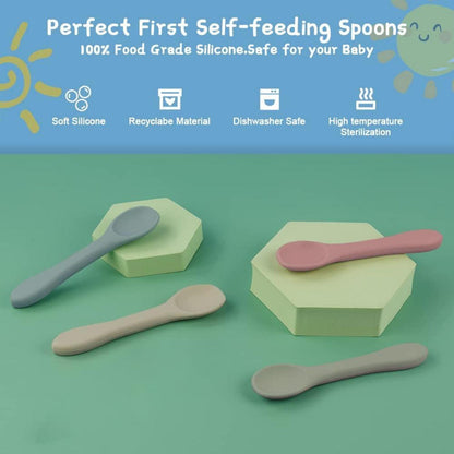 Silikon Babylöffel Set 4er Pack – BPA Frei & Weich