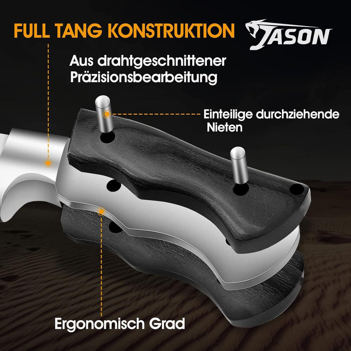 Outdoor Survival Messer mit feststehender scharfer Klinge aus D2 Stahl
