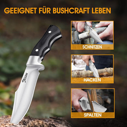 Outdoor Survival Jagdmesser D2 Klinge Ebenholz Full Tang Bushcraft Messer