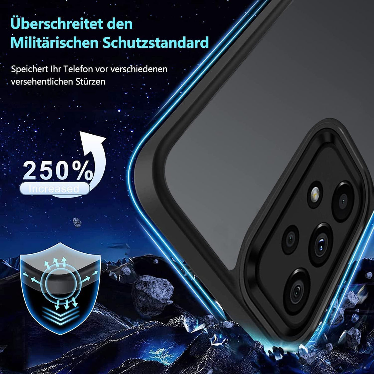 Handyhülle Samsung A52/A52s Matt Schwarz Stoßfest