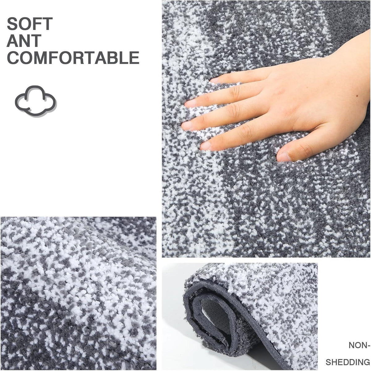 Rutschfester Badteppich 45x65 cm - Weiche Mikrofaser Matte Grau