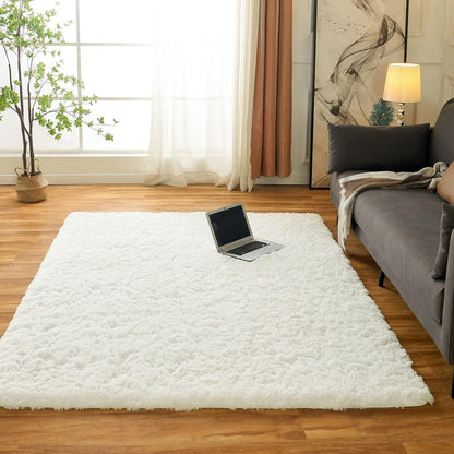 Flauschiger Teppich Creme 90x160cm - Anti-Rutsch & Waschbar