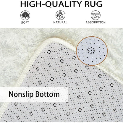 Flauschiger Teppich Creme 90x160cm - Anti-Rutsch & Waschbar