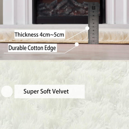 Flauschiger Teppich Creme 90x160cm - Anti-Rutsch & Waschbar