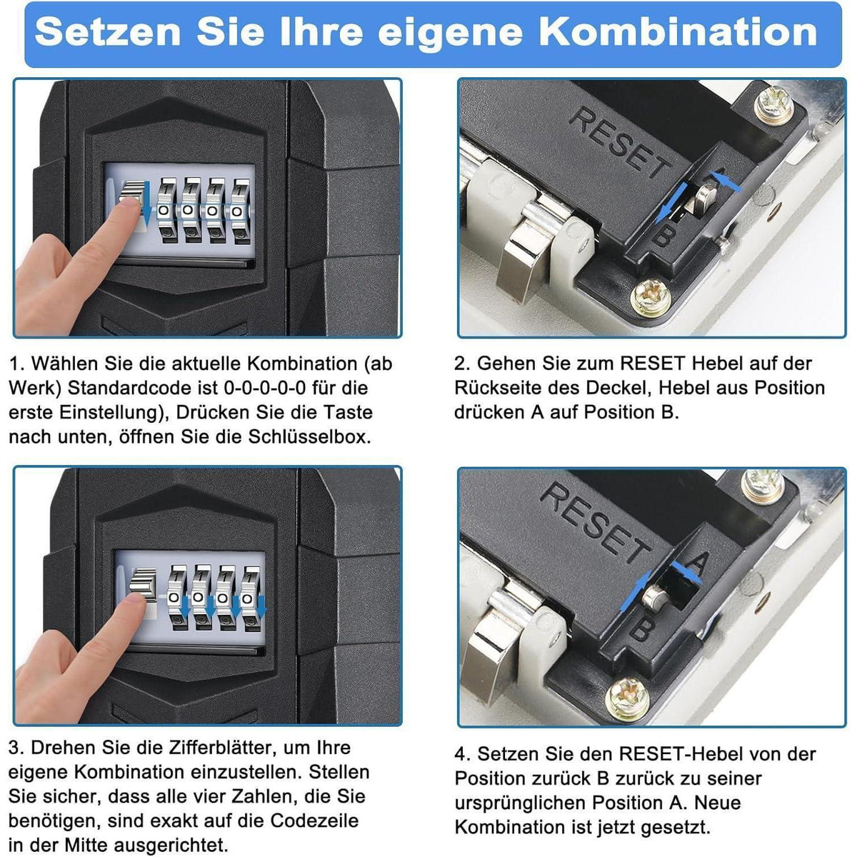 Schlüsseltresor Aussen mit Zahlencode, Wetterfest, Schwarz L