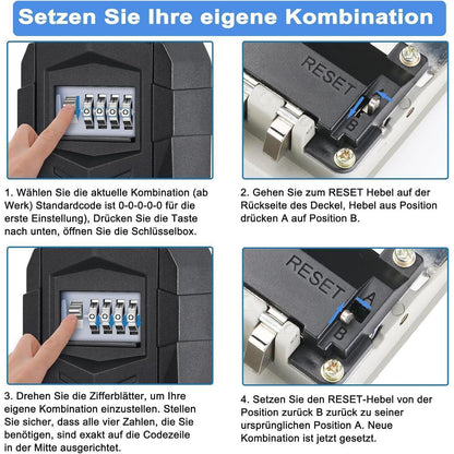 Schlüsseltresor Aussen mit Zahlencode, Wetterfest, Schwarz L