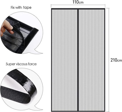Fliegengitter Tür Magnet 110x210cm Insektenschutz Vorhang Schwarz
