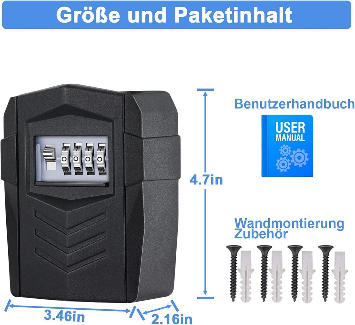 ZHEGE Schlüsseltresor mit Zahlencode für Draußen, Groß und