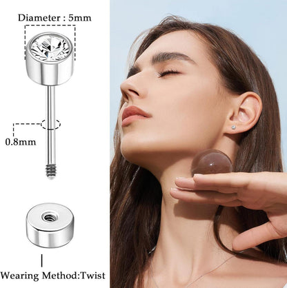 24Pairs Kleine Ohrstecker Set Chirurgenstahl Zirkonia Piercing Ohrstecker für Damen