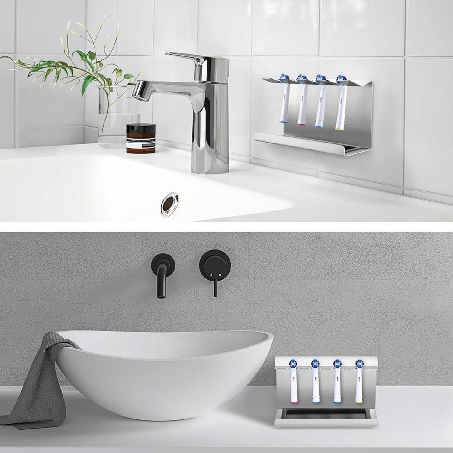 Edelstahl Zahnbürstenhalter für Oral-B Sonicare | 4er Aufsteckbürsten