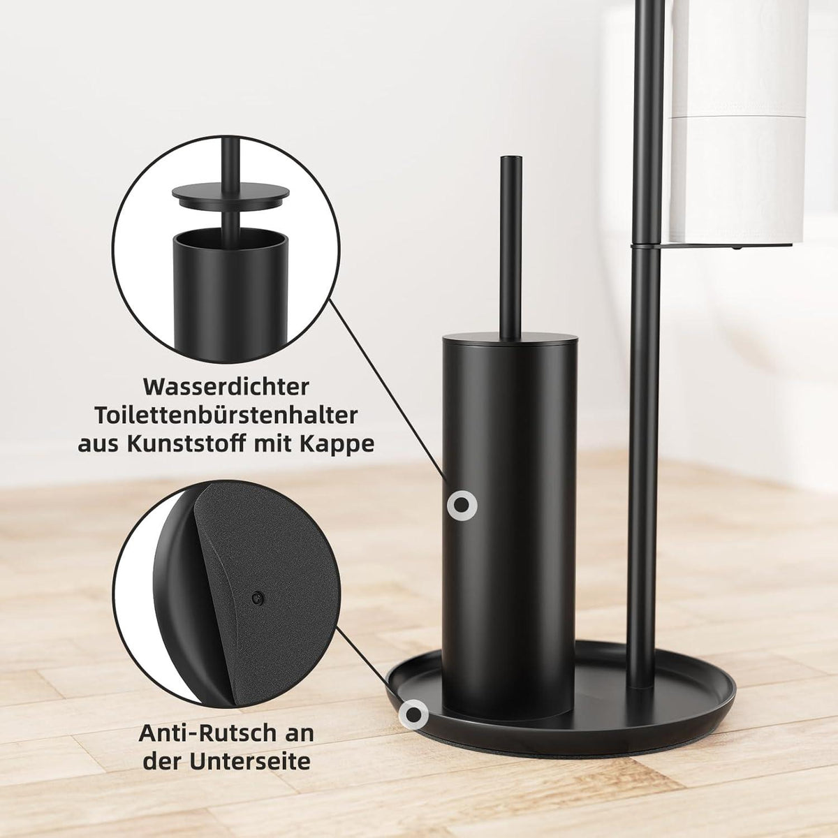 Edelstahl Toilettenpapierhalter mit Klobürste und Ablage